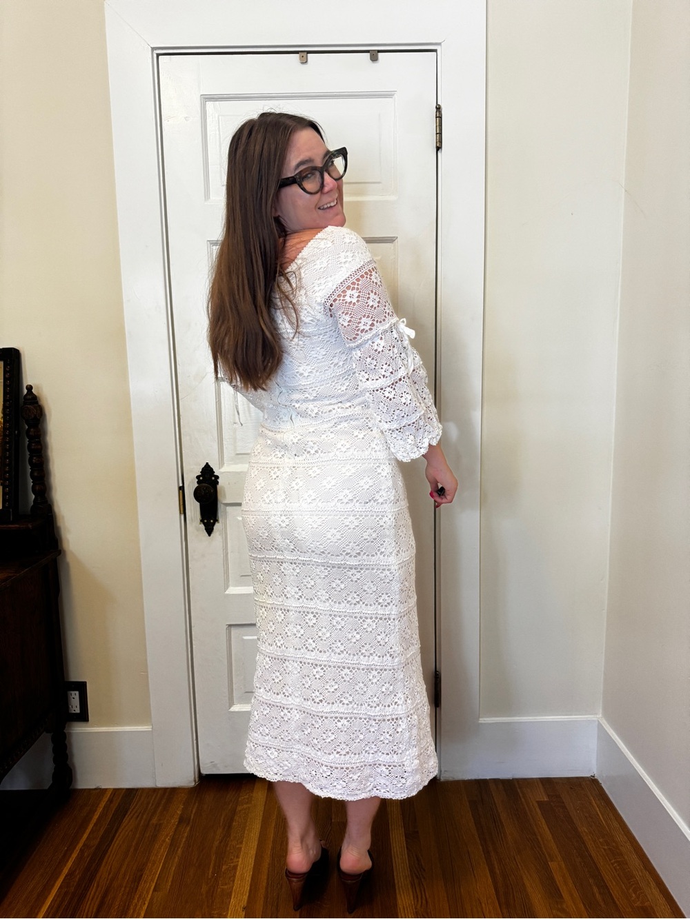 60s Vintage White Lace Mexican Wedding Dress Sz M - Picture 2 of 16